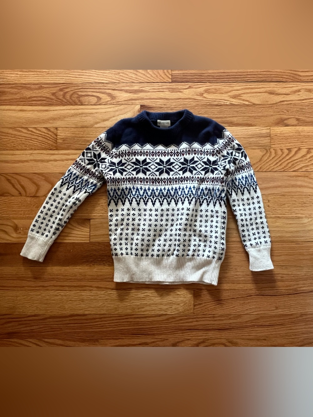 J Crew Crewcuts Navy and Cream Fair Isle Knit Sweater size 2-3